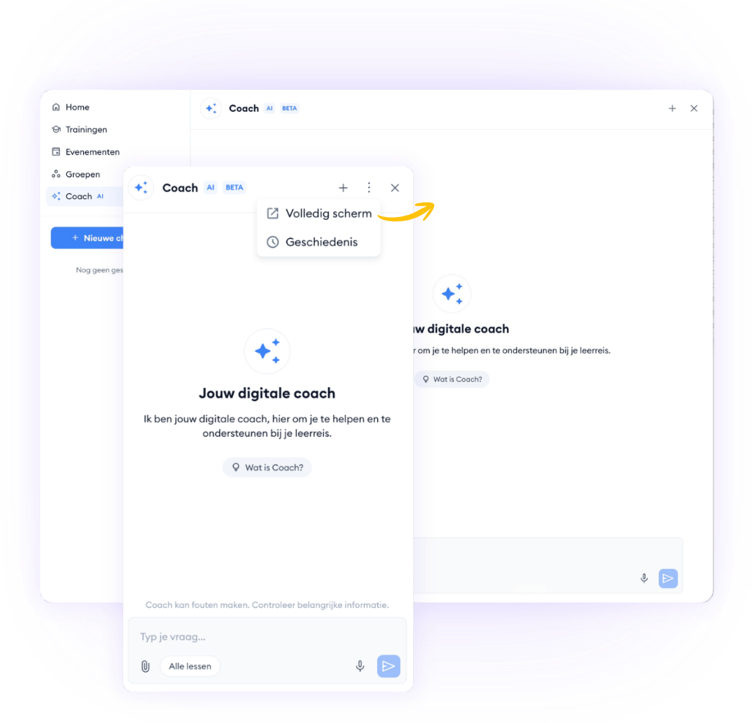 AI Coach volledig scherm