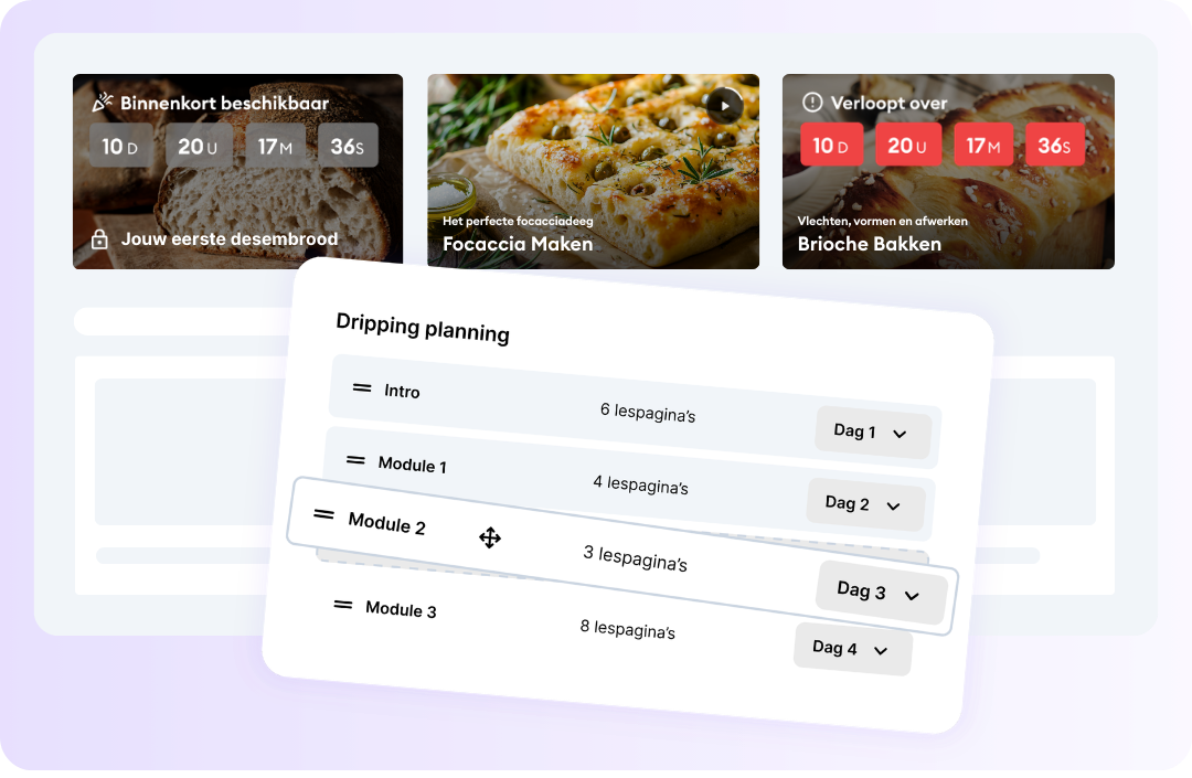 Dripping en planning van je content in Huddle