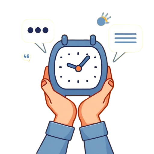 Carefully describe an image in great detail that needs to be generate, use quotes to split visual things. "hands" "calendar" "chat bubbles" "rhythm lines"