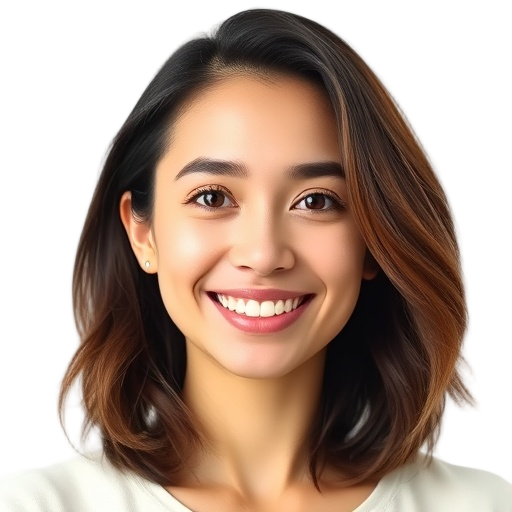A person smiling to the camera with a white background looking like