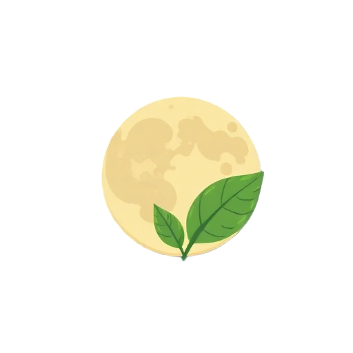 Carefully describe an image in great detail that needs to be generate, use quotes to split visual things. "moon" "leaf" "check"