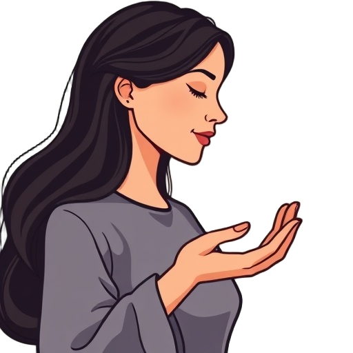 Carefully describe an image in great detail that needs to be generate, use quotes to split visual things. "Woman" "calm hand" "path circle"