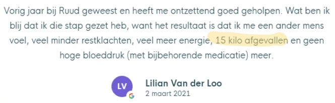 15 kg afgevallen, energieker, minder restklachten bij trage schildklier