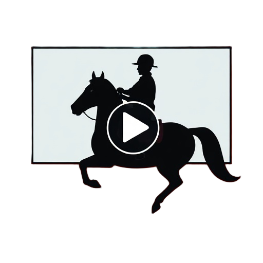"rider silhouette" "horse head" "video frame" "feedback arrows" "progress chart" "highlighted motion lines"