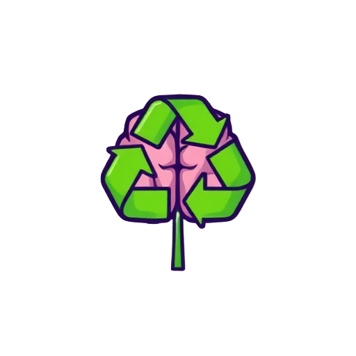 Groene hersenen met recycle-symbool.