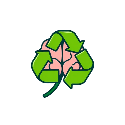 Groene blad met hersen- en recyclingsymbool.