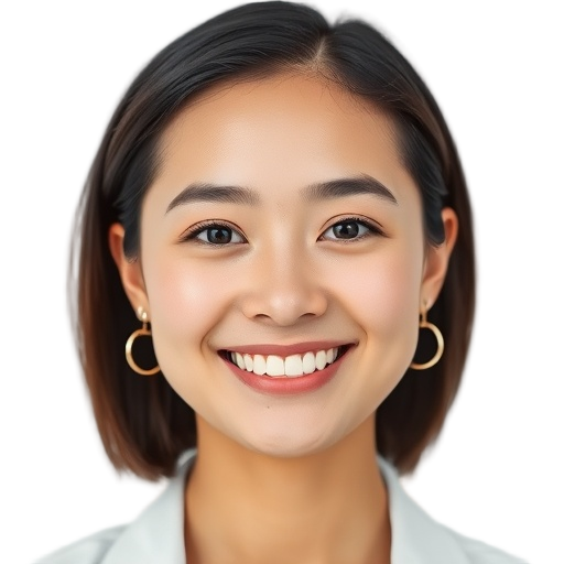 A person smiling to the camera with a white background looking like