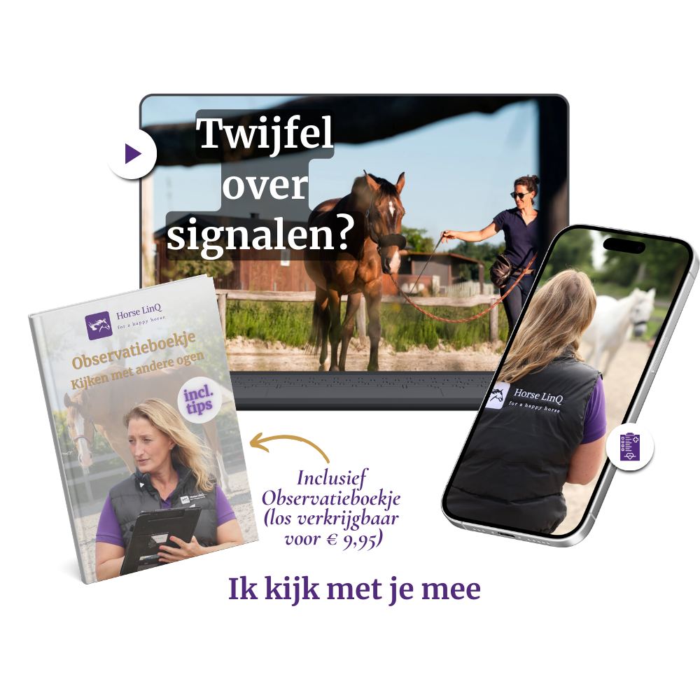 Afbeelding van de Signalen Scan van HorseLinQ met video-analyse van een paard en inclusief observatieboekje