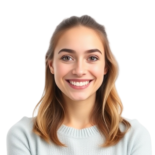 A person smiling to the camera with a white background looking like