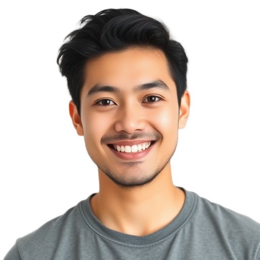 A person smiling to the camera with a white background looking like