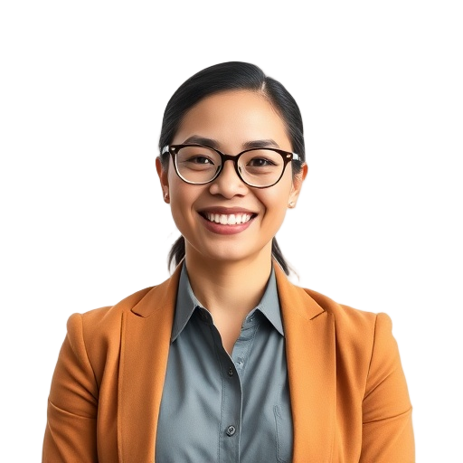 A person smiling to the camera with a white background looking like