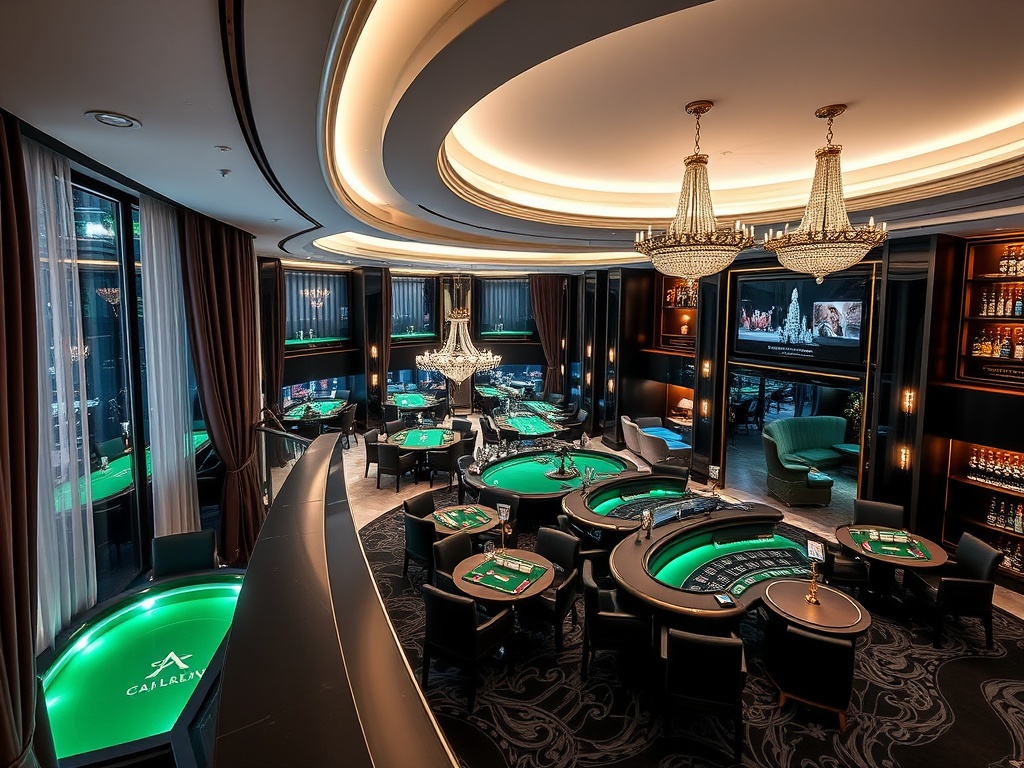 “Luxury casino hotel interior in Austria”, “designer suite balcony overlooking emerald-lit gaming lounge”, “matte black pearl white bronze accents”, “brass chandeliers”, “spa steam glow”, “cocktail gallery bar reflections”, “cont