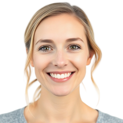 A person smiling to the camera with a white background looking like