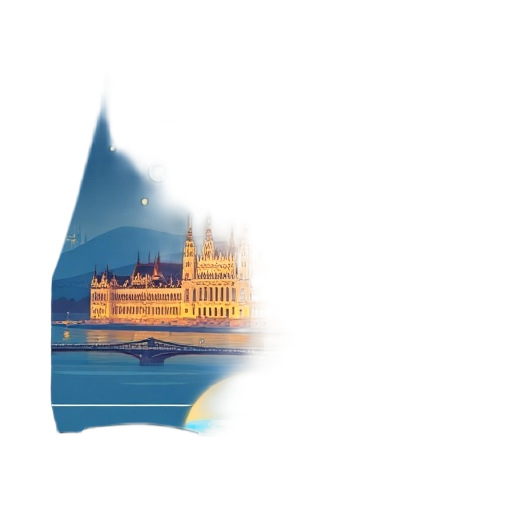 "casino suite" "Danube skyline" "spa glow" depiction of a luxurious European hotel-casino scene in Budapest style, featuring an elegant suite window with warm interior lights, a stylized riverfront skyline with simplified domes and bridges, and a glowing 