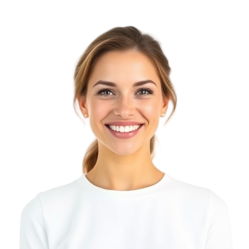 A person smiling to the camera with a white background looking like