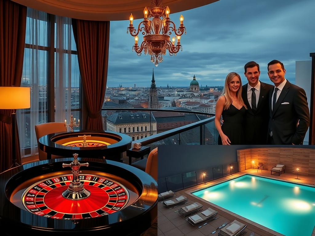 "Luxurious casino hotel testimonial collage