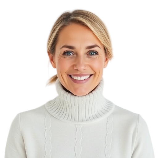 A person smiling to the camera with a white background looking like