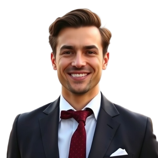 A person smiling to the camera with a white background looking like