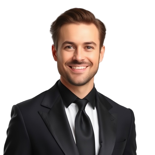 A person smiling to the camera with a white background looking like