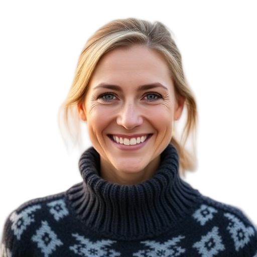 A person smiling to the camera with a white background looking like