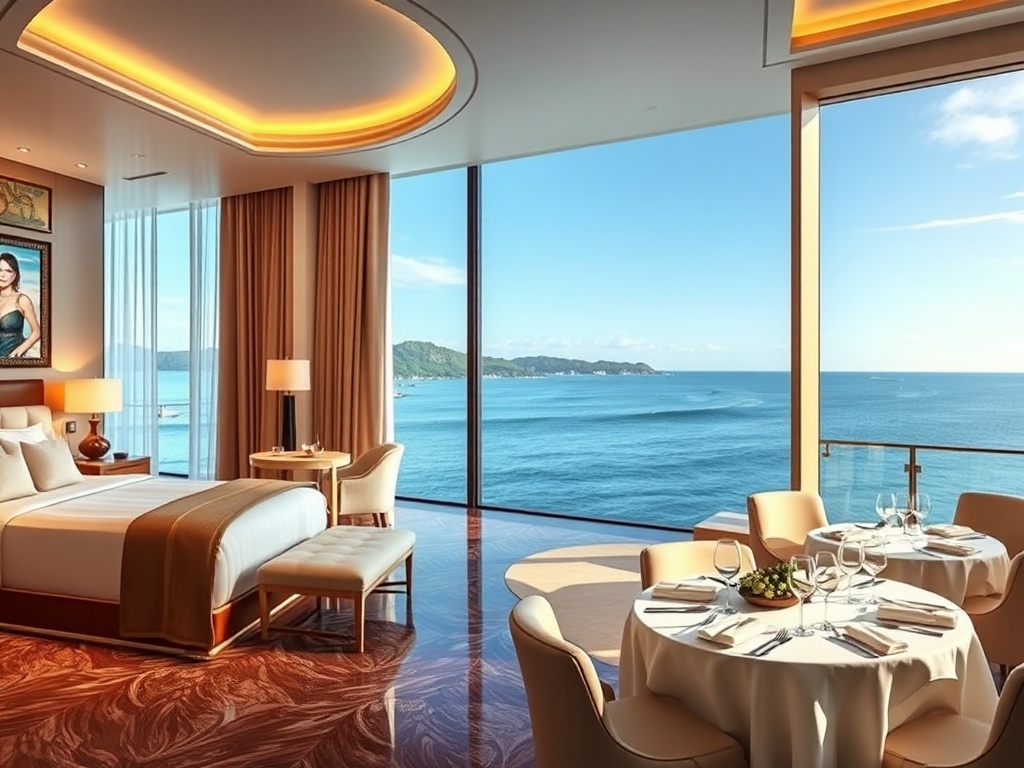 Split-scene luxury resort montage