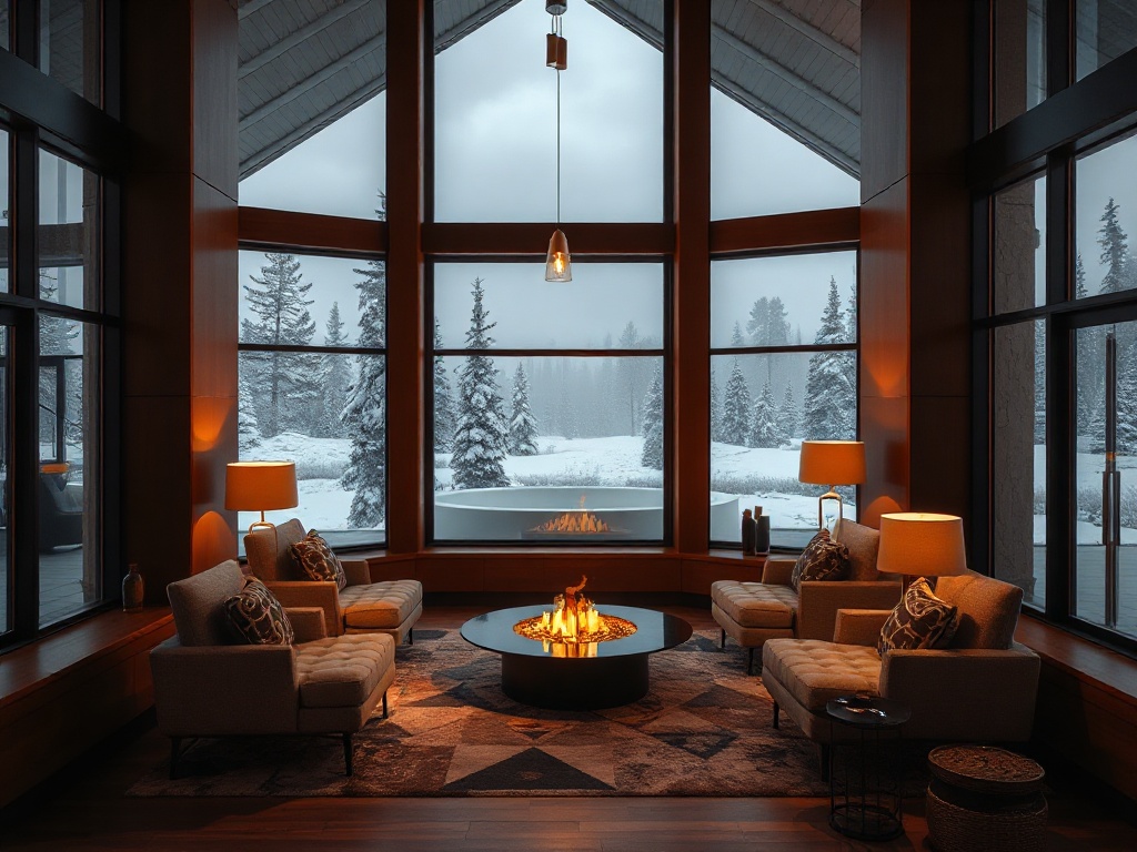 "Nordic luxury lounge scene in Finland