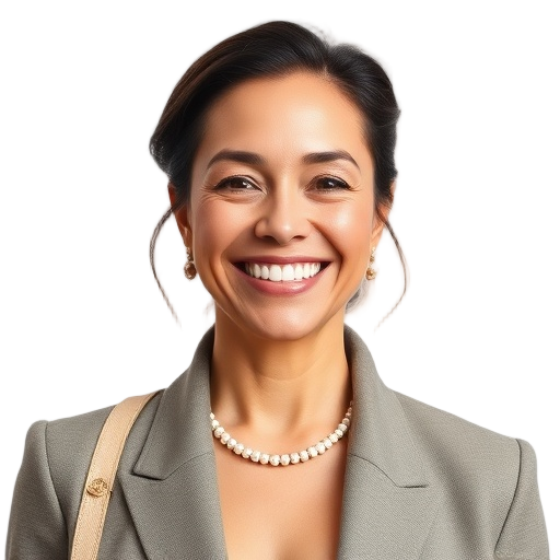 A person smiling to the camera with a white background looking like