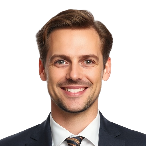 A person smiling to the camera with a white background looking like