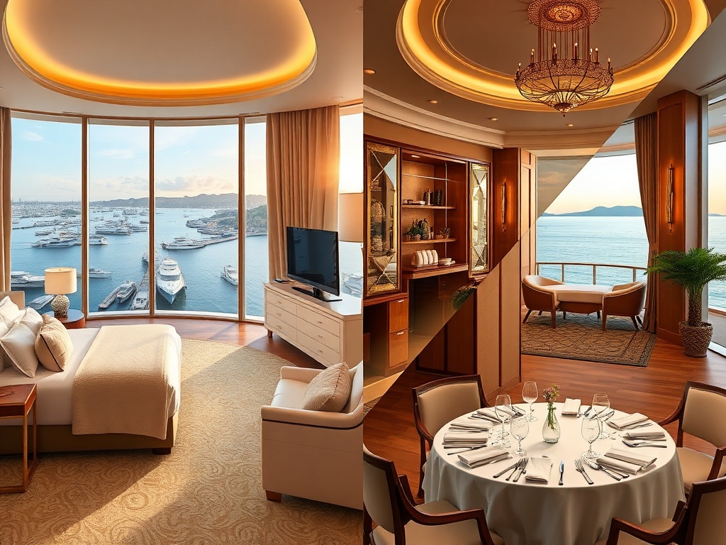 Split-scene luxury resort montage