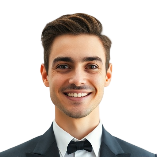 A person smiling to the camera with a white background looking like