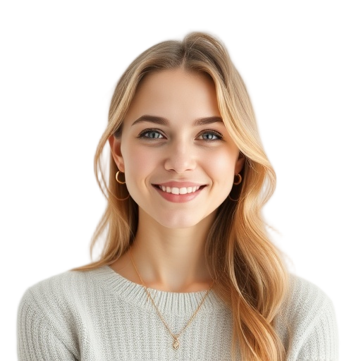 A person smiling to the camera with a white background looking like