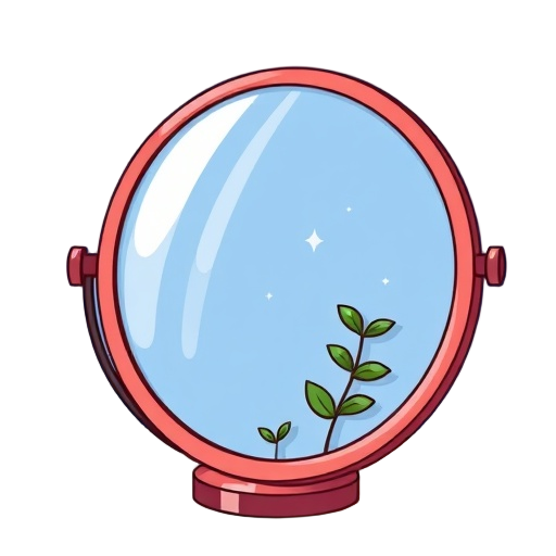 Carefully describe an image in great detail that needs to be generate, use quotes to split visual things. "mirror" "growth" "blueprint"