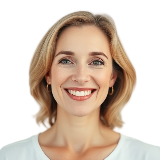 A person smiling to the camera with a white background looking like