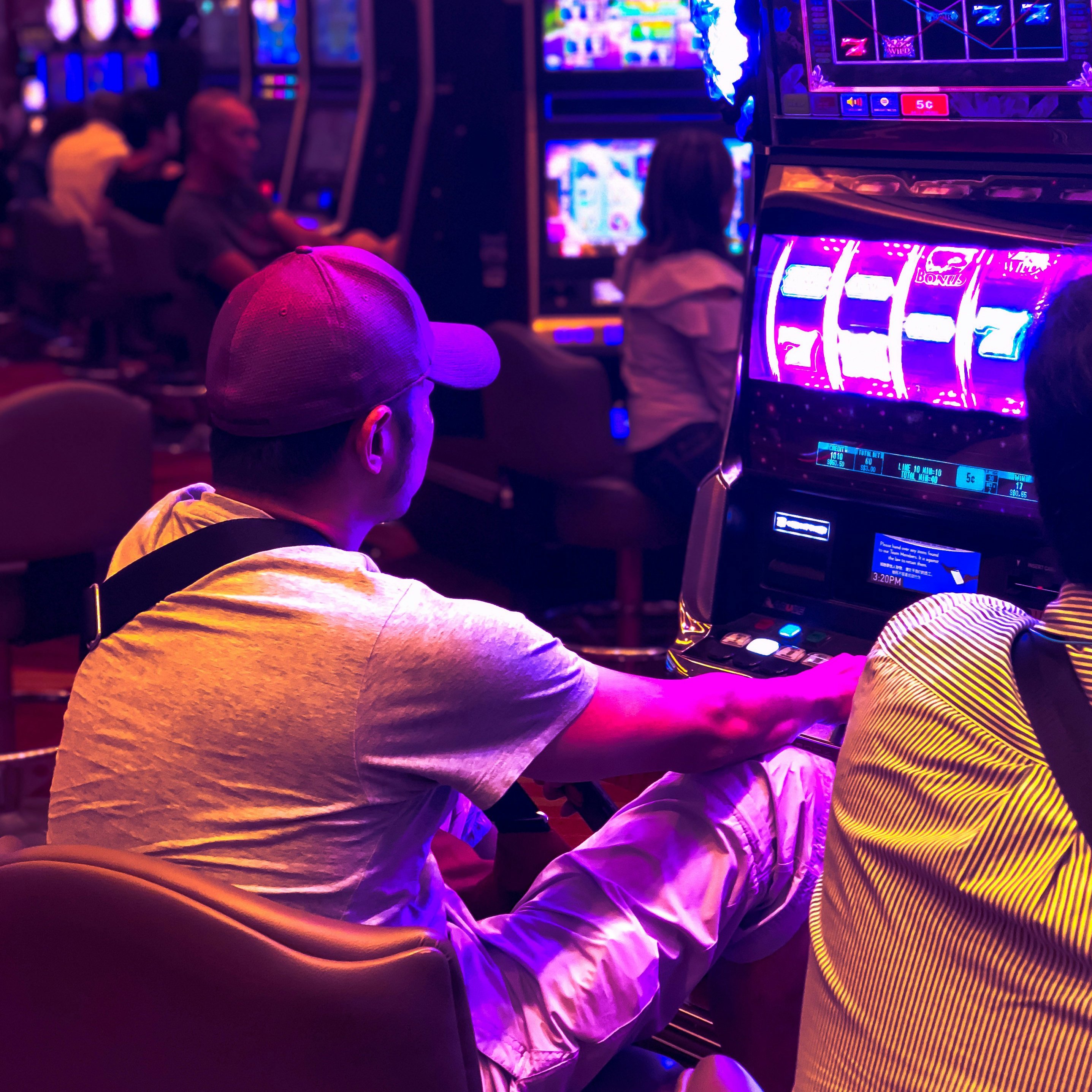 Man trying out his luck at the Marina Bay Sands Casino.