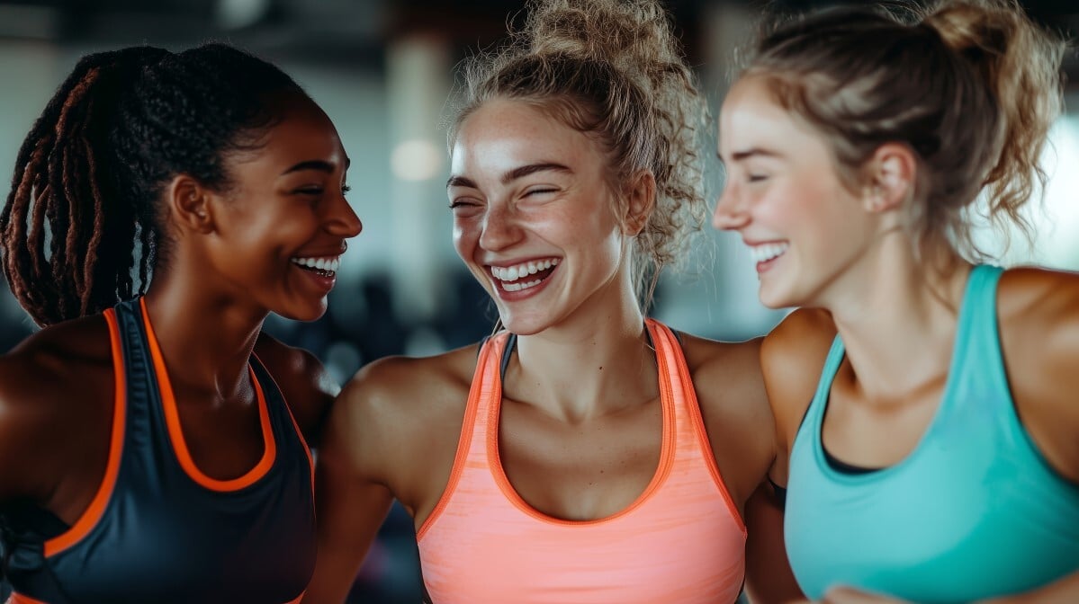 drie dames in gym