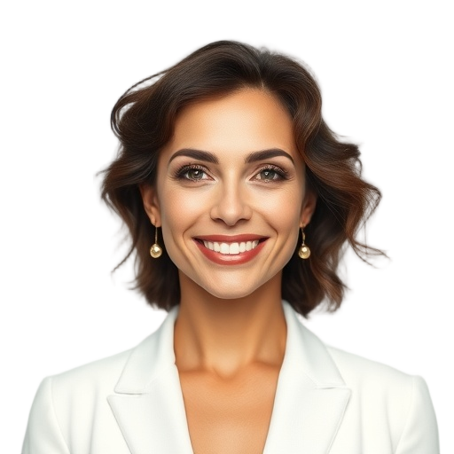 A person smiling to the camera with a white background looking like