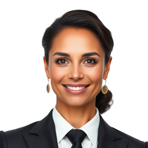 A person smiling to the camera with a white background looking like