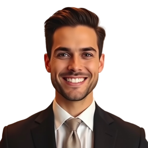 A person smiling to the camera with a white background looking like