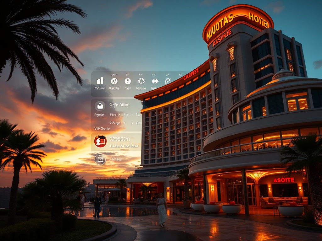 "luxury casino hotel at dusk in Australia" "split-screen