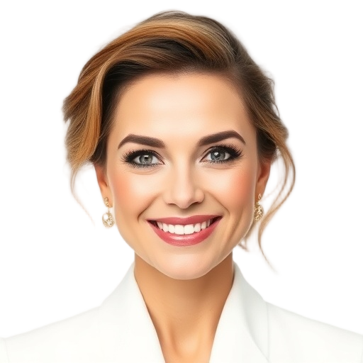 A person smiling to the camera with a white background looking like