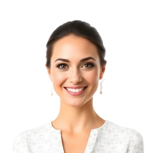 A person smiling to the camera with a white background looking like