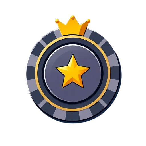 Carefully describe an image in great detail that needs to be generate, use quotes to split visual things. "gold crown" "casino chip" "service star"