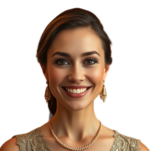 A person smiling to the camera with a white background looking like