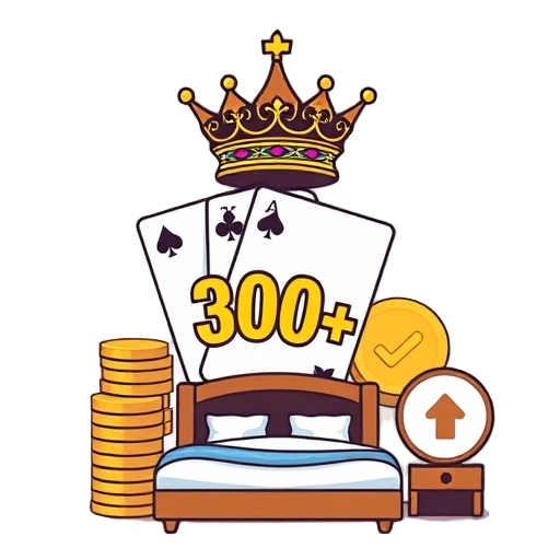 "luxury crown" "casino cards" "spark coins" "hotel bed" "check badge" "upward arrow" Carefully describe an image in great detail that needs to be generate