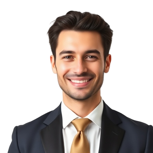 A person smiling to the camera with a white background looking like