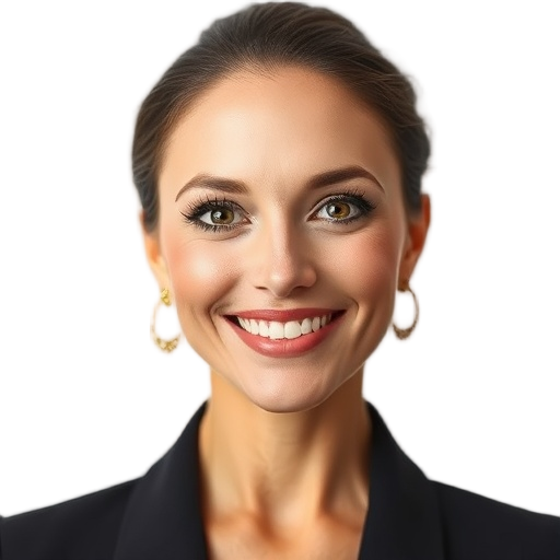 A person smiling to the camera with a white background looking like