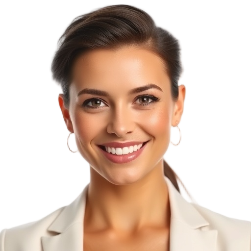 A person smiling to the camera with a white background looking like