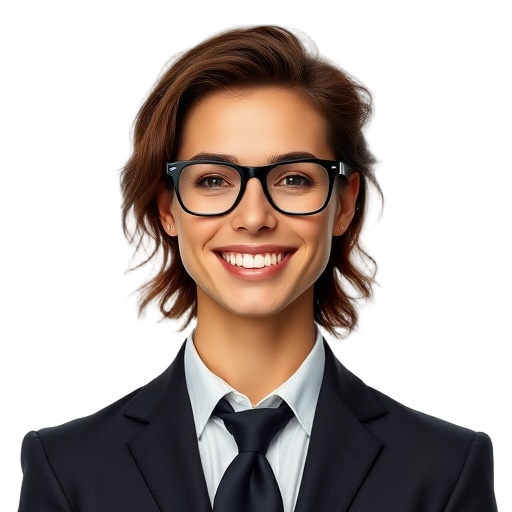 A person smiling to the camera with a white background looking like