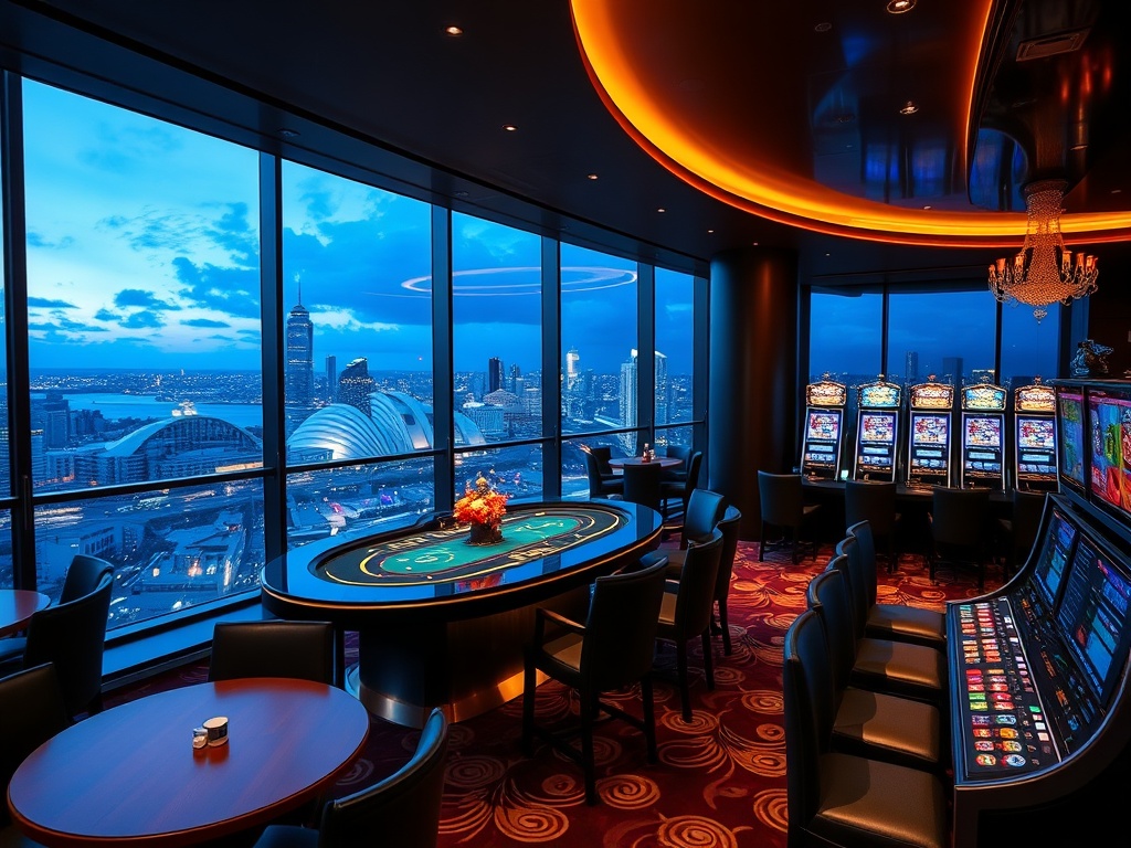 "Luxury casino interior at night