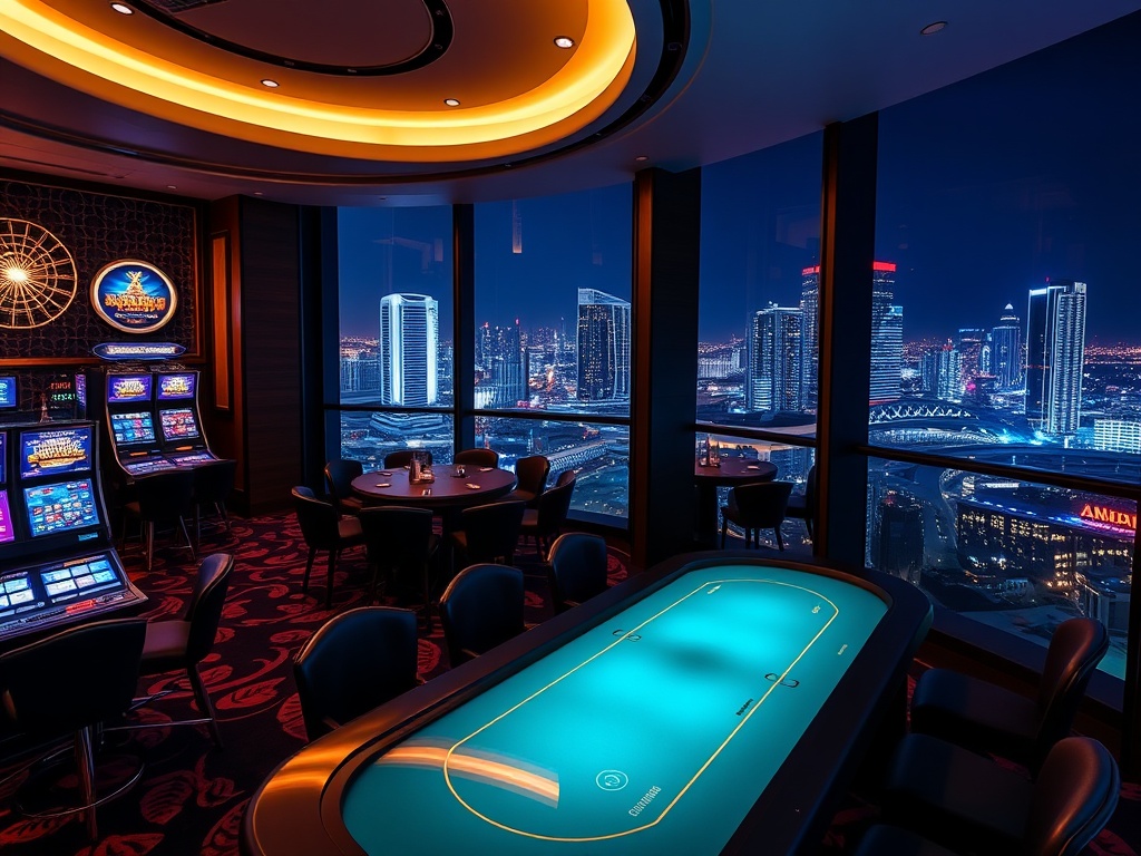"Luxury casino interior at night